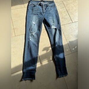 Judy Blue Button Fly High Rise Skinny‎ Jeans Medium Wash Distressed 9/29
